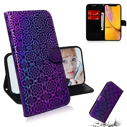 Wewoo Housse Coque Pour iPhone XS Max couleur unie coloré boucle magnétique horizontale étui en cuir PU avec titulaire et fentes cartes et portefeuille et lanière violet