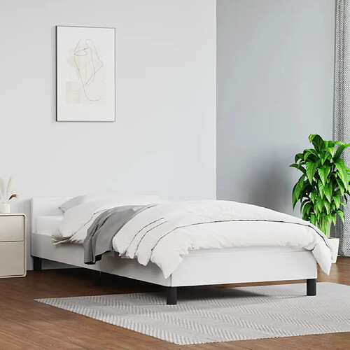 vidaXL Cadre de lit avec tête de lit sans matelas blanc 100x200 cm