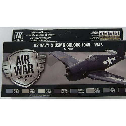 Vallejo Model Air USN Avion Set de peinture acrylique pour air brush ? Couleurs assorties (Lot de 8)