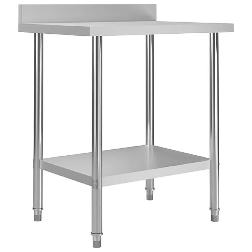 Helloshop26 Table de travail de cuisine avec dosseret 80 x 60 x 93 cm acier inoxydable 02_0001909