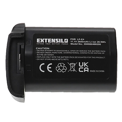 Vhbw EXTENSILO Batterie compatible avec Canon EOS 1D X Mark 2 appareil photo, reflex numérique (2600mAh, 11,1V, Li-ion)