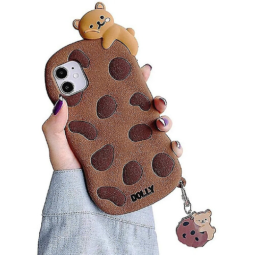 Universal Étui au téléphone pour iPhone 7 Plus / 8 Plus, cookie brun 3D super mignon avec ours allongé sur le haut de couverture en caoutchouc en gel en silicone en haut,