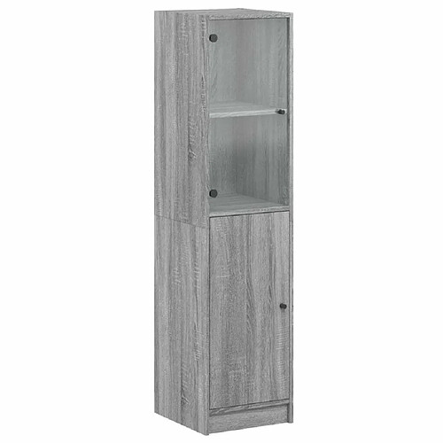 Maison Chic Commode Buffet - Meuble de rangement avec porte en verre sonoma gris 35x37x142 cm -GKD17040