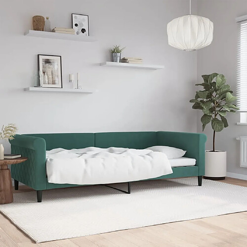 vidaXL Lit de repos sans matelas vert foncé 90x200 cm velours