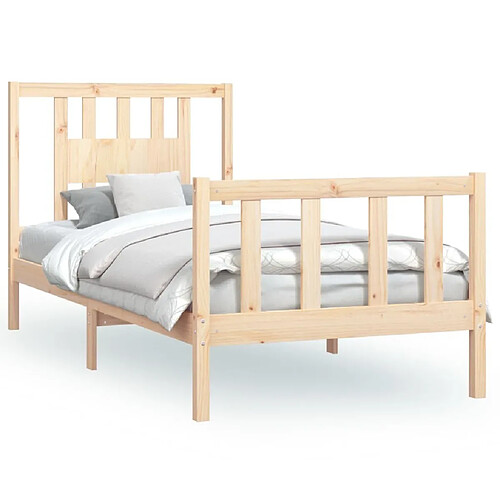 Maison Chic Cadre/structure de lit et tête de lit pour adulte - Lit Moderne Chambre bois de pin massif 100x200 cm -MN64964