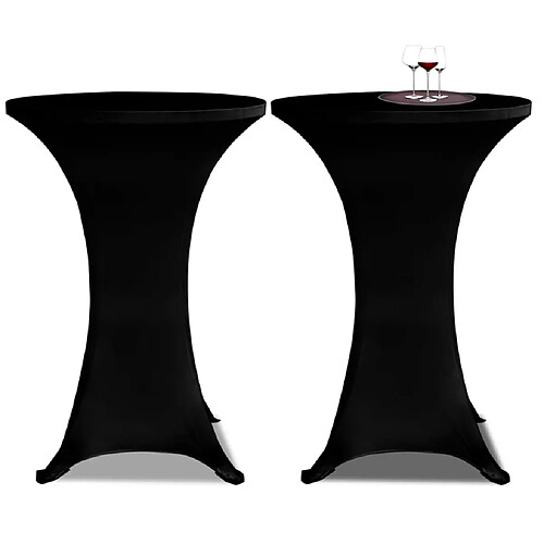 vidaXL Housse de table Ø 60 cm Noir extensible 2 pcs