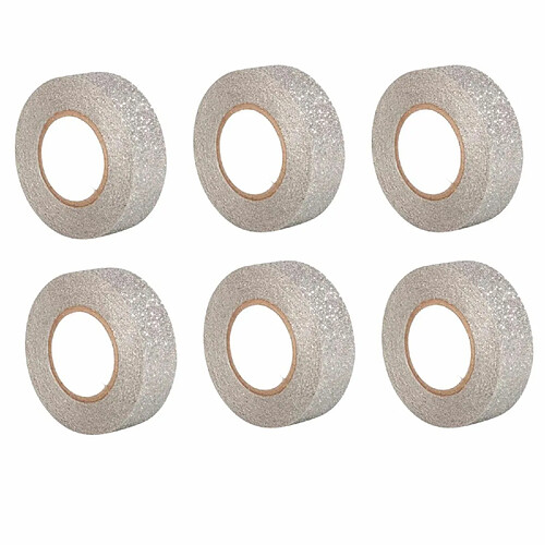 Rayher 6 glitter tapes 5 m x 1,5 cm - argenté