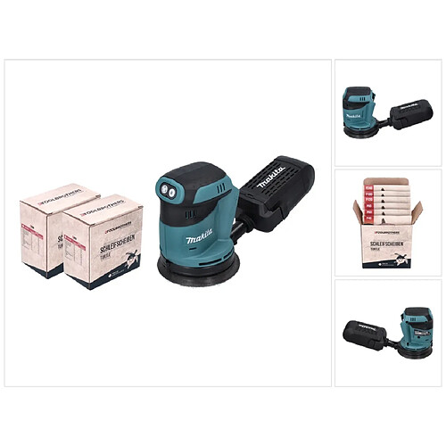 Makita DBO 180 Z Ponceuse excentrique sans fil 18 V - 125 mm + 2x Sets de ponçage Toolbrothers TURTLE - sans batterie, sans chargeur