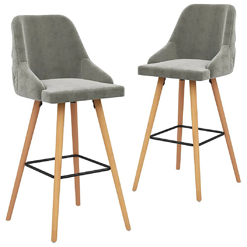 vidaXL Tabourets de bar lot de 2 gris clair velours