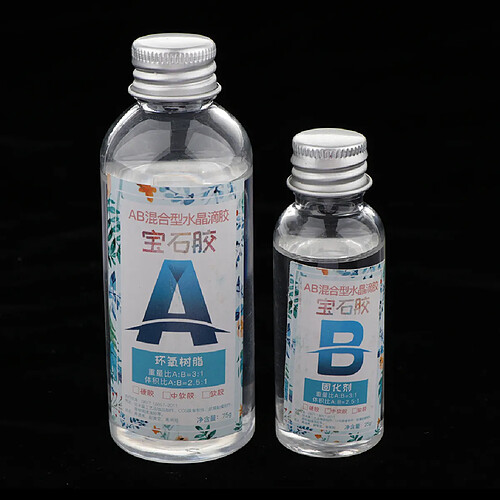 2 Bouteilles AB Cristal Transparent Résine époxy Colle 100g Pour Bricolage Artisanat 3: 1 100g