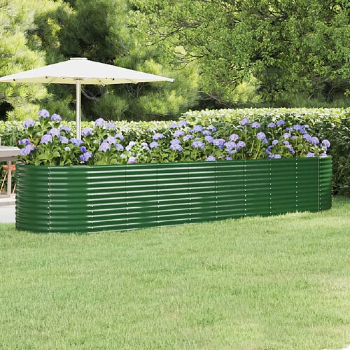 vidaXL Lit surélevé de jardin Acier enduit de poudre 396x100x68cm Vert