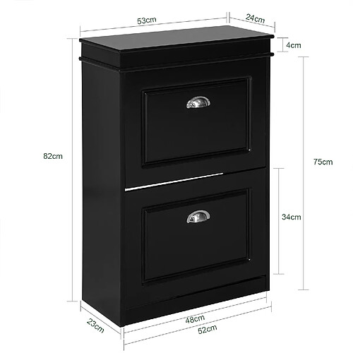 SoBuy FSR78-SCH Meuble de Rangement à Chaussures Armoire à Chaussures Commode à Chaussures 2 abattants