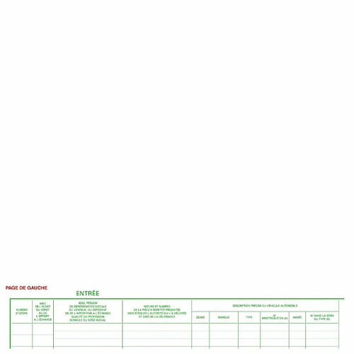 Exacompta 4441E Registre 24/32 Objet Mobilier Spécial Garagistes 100 Pages