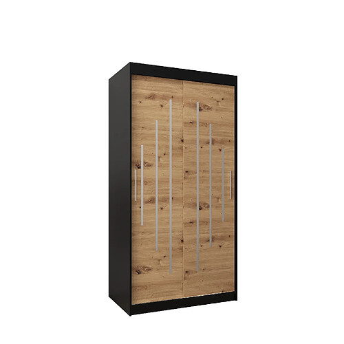 Abiks Meble Armoire YORK À Portes Coulissantes 200/100/62 2 Portes (Noir/Artisan)