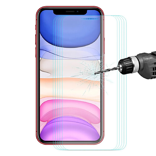 Wewoo Film de verre trempé de Edge incurvé 0.26mm 9H 2.5D pour iPhone 11 / iPhone XR 5 PCS