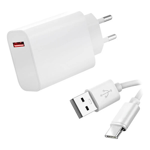 Chargeur Secteur Rapide USB2 33W + Cable type C pour Oppo Find X2 Lite 6.4"/Oppo A72 4G 6.5" - Blanc - Visiodirect -