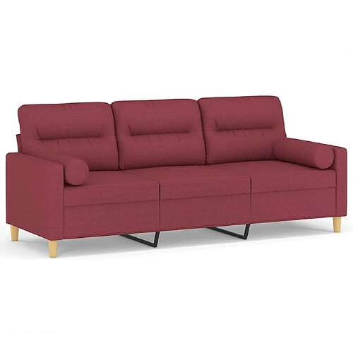 Maison Chic Canapé 3 places avec oreillers,Sofa de Salon,Canapé droit décoratifs bordeaux 180 cm tissu -GKD582763