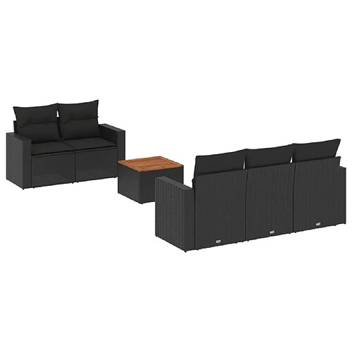 Maison Chic Salon de jardin 6 pcs avec coussins | Ensemble de Table et chaises | Mobilier d'Extérieur noir résine tressée -GKD42753