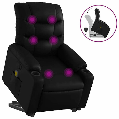 Maison Chic Fauteuil Relax pour salon, Fauteuil inclinable de massage Noir Similicuir -GKD49771