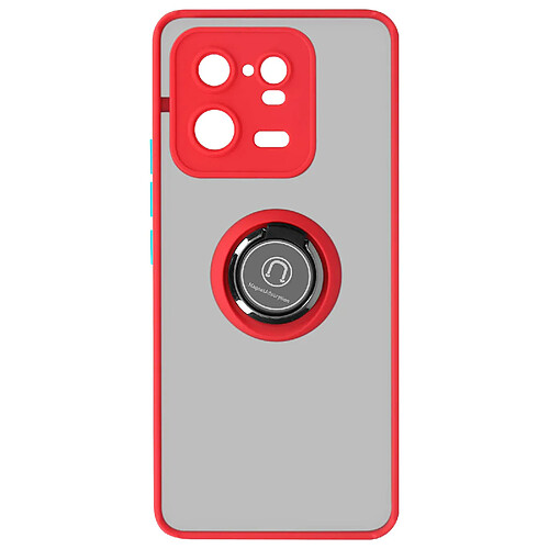 Avizar Coque pour Xiaomi 13 Pro Bi-matière Bague Métallique Support Vidéo Ringip Rouge