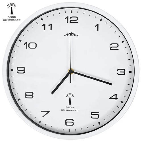 vidaXL Horloge murale radioguidée avec mouvement à quartz 31 cm Blanc