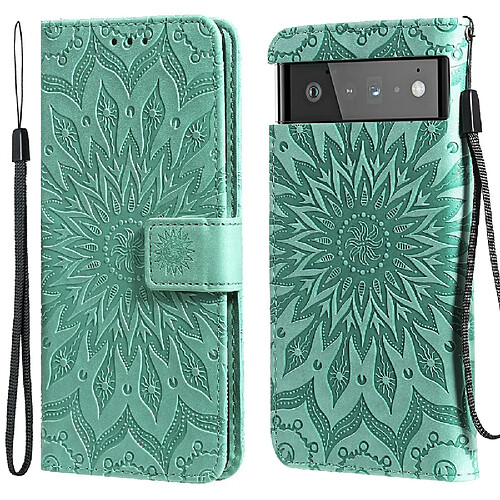 Etui en PU + TPU motif tournesol avec support vert pour votre Google Pixel 6