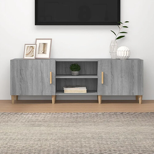 vidaXL Meuble TV Sonoma gris 150x30x50 cm Bois d'ingénierie