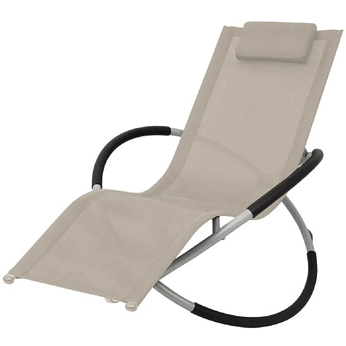 vidaXL Chaise longue géométrique d'extérieur Acier Crème