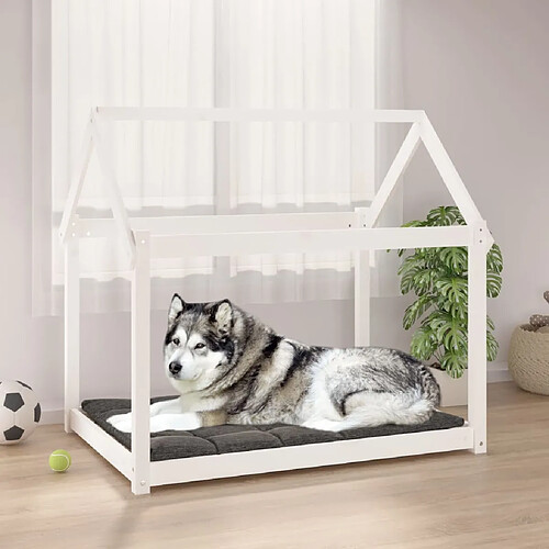 vidaXL Lit pour chien Blanc 111x80x100 cm Bois de pin solide