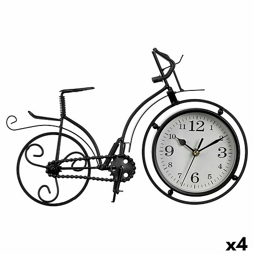 Gift Decor Horloge de table Bicyclette Noir Métal 33 x 22,5 x 4,2 cm (4 Unités)