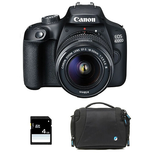 PACK CANON EOS 4000D + 18-55 III + Sac + SD 4Go