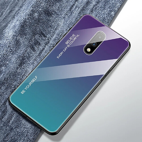 Wewoo Coque Pour OnePlus 7 Gradient Color Glass Case Violet