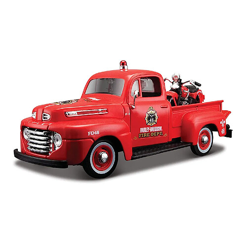 Maisto - 2043058 - Maquette De Voiture - Ford F-1 Pickup '48 + El Knucklehead '36 - Rouge - Echelle 1/24