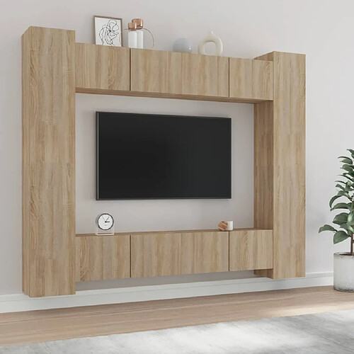 vidaXL Ensemble de meubles TV 8 pcs Chêne sonoma Bois d'ingénierie