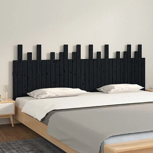 vidaXL Tête de lit murale Noir 204x3x80 cm Bois massif de pin