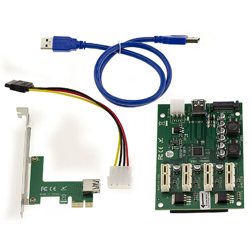 Kalea-Informatique Riser réplicateur PCIe 1x vers 4 ports 1x CHIPSET ASM1184e Reprise SATA MOLEX P6