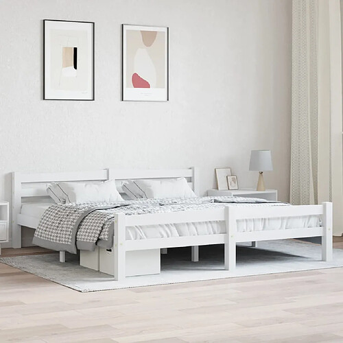 vidaXL Cadre de lit sans matelas blanc bois massif de pin 180x200 cm