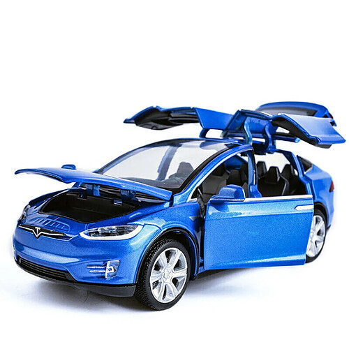 Universal 1: 32 Tesla Model X90D SUV Model Car Tong Li Blue(Bleu)