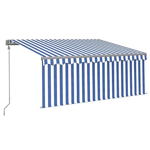 Maison Chic Store banne | Auvent rétractable de porte | Marquise Brise-soleil automatique avec store 3x2,5 m Bleu et blanc -GKD60062