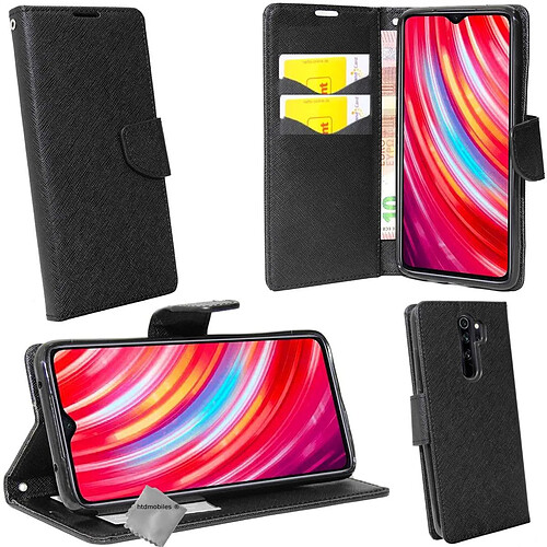 Htdmobiles Housse etui portefeuille pour Xiaomi Redmi Note 8 Pro + film ecran - NOIR / NOIR