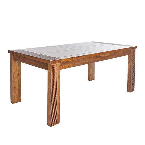 BOIS & CHIFFONS Table de repas rectangulaire bois strié 155 | Acacia Verone