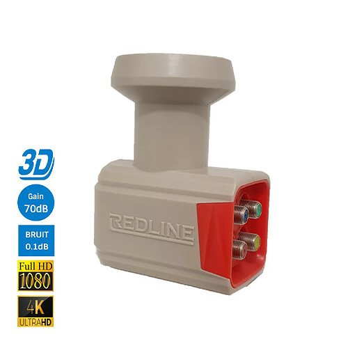 Redline LNB QUAD HIGH GAIN 70 DB - FACT. BRUIT 0,1DB FULL HD 4K TNTSAT ASTRA ET FRANSAT