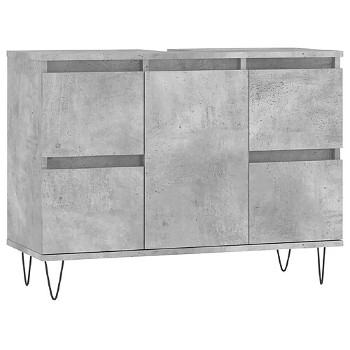 Maison Chic Armoire salle de bain,Meuble de rangement de salle de bain,Meuble haut gris béton 80x33x60cm bois d'ingénierie -GKD224298