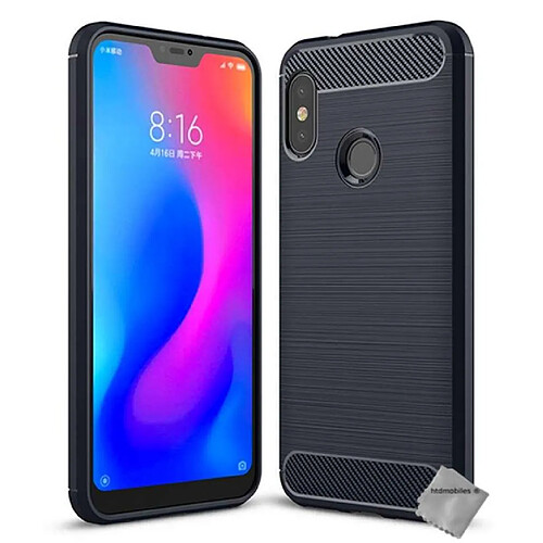 Htdmobiles Coque silicone gel carbone pour Xiaomi Mi A2 Lite + verre trempe - BLEU FONCE