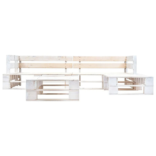 Maison Chic Salon de jardin palette 4 pcs | Ensemble de Table et chaises | Mobilier d'Extérieur Bois Blanc -GKD15414