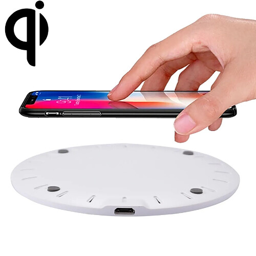 Wewoo Chargeur sans fil blanc pour iPhone, Galaxy, Huawei, Xiaomi, LG, HTC et autres téléphones intelligents standard QI 5V 2A Charge rapide station de Pad de sans avec câble Micro USB,