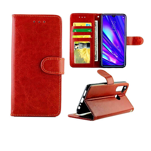 Wewoo Housse Coque Pour OPPO Realme5 Pro Crazy Horse Texture de protection en cuir à rabat horizontal avec support et fentes cartes et portefeuille et cadre photo marron