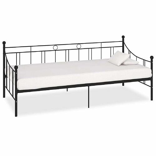 Maison Chic Lit adulte - Lit simple Cadre de lit,Structure du lit Contemporain de repos Noir Métal 90 x 200 cm -MN23150