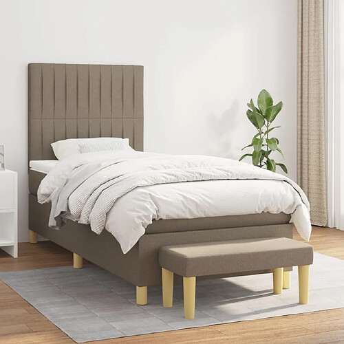 Maison Chic Lit Adulte - Lit simple Lit à sommier tapissier avec matelas moelleux - Meuble de Chambre - Taupe 100x200 cm Tissu -MN10617