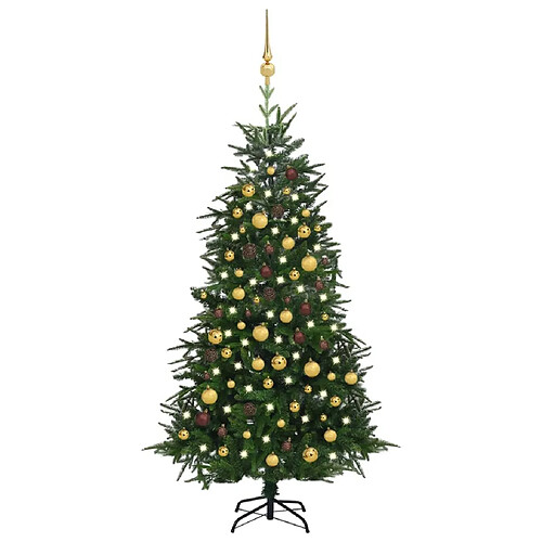 vidaXL Arbre de Noël artificiel avec LED et boules Vert 180 cm PVC PE